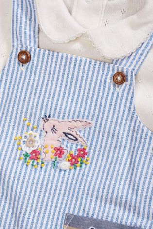 Blue/Ecru Dungarees and Bodysuit Set (0mths-2yrs)